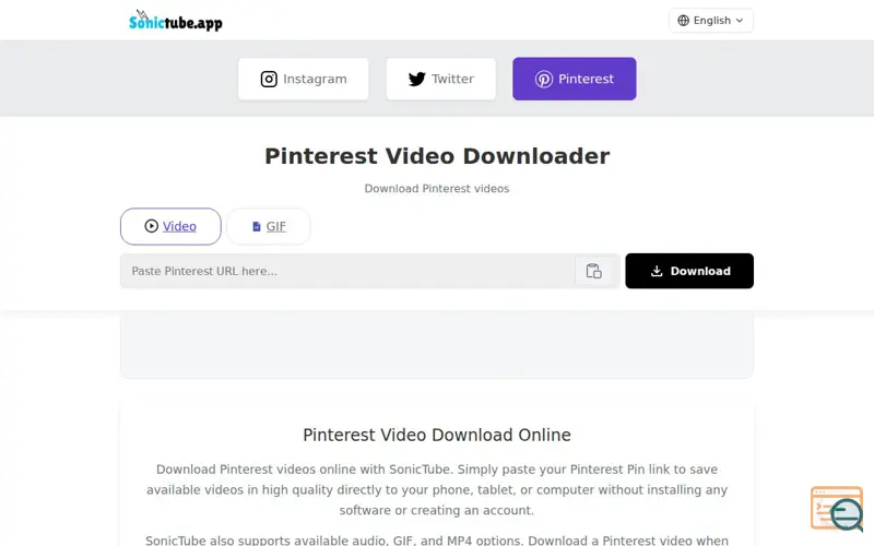 Screenshot of SonicTube – Pinterest Video Downloader