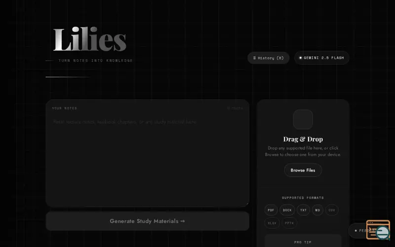 Screenshot of Lilies — Turn Notes into Knowledge