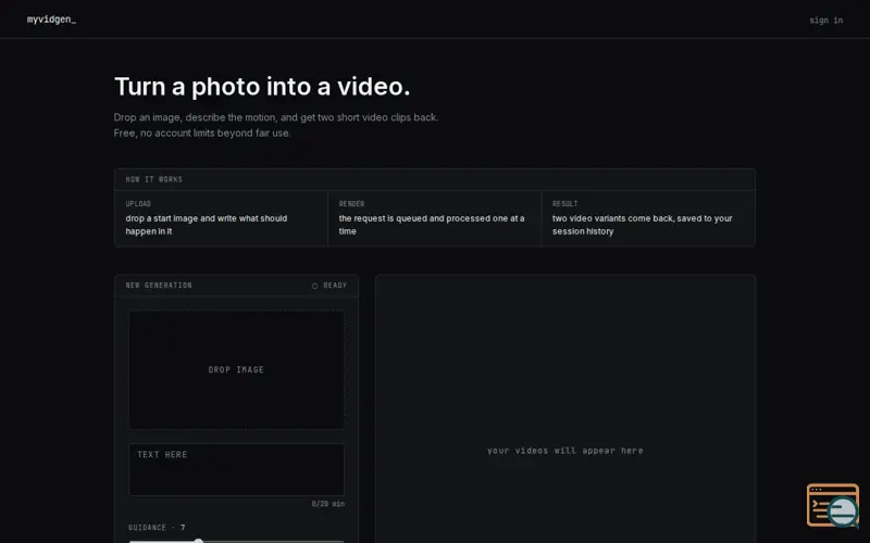 Screenshot of myvidgen