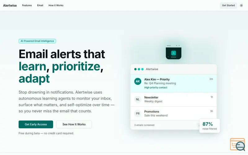 Screenshot of Alertwise