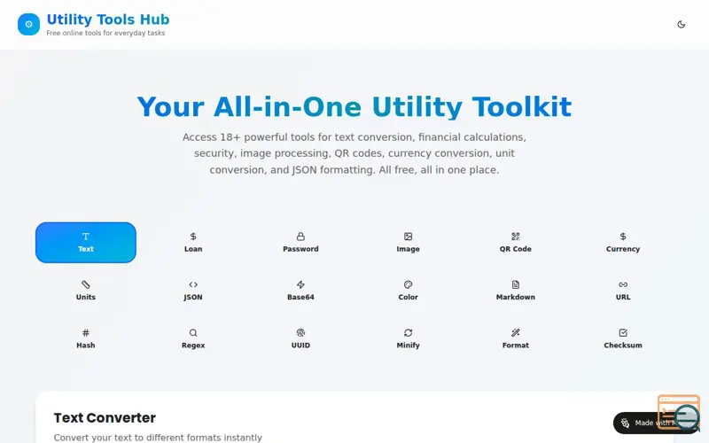 Screenshot of Utility Tools Hub 