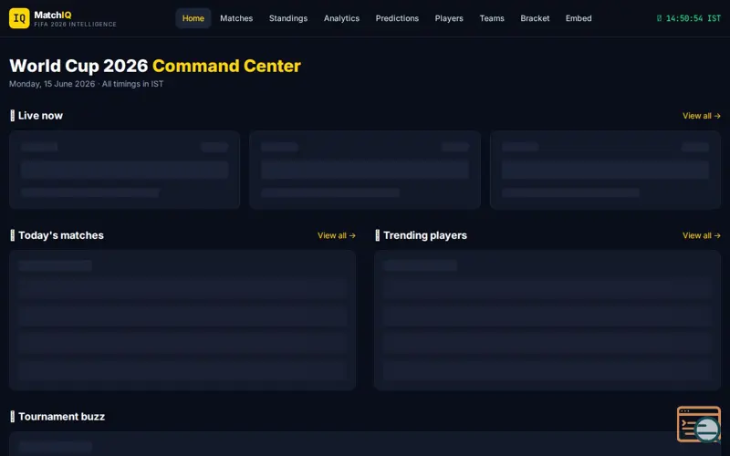 Screenshot of MatchIQ-FIFA 2026 Intelligence Platform