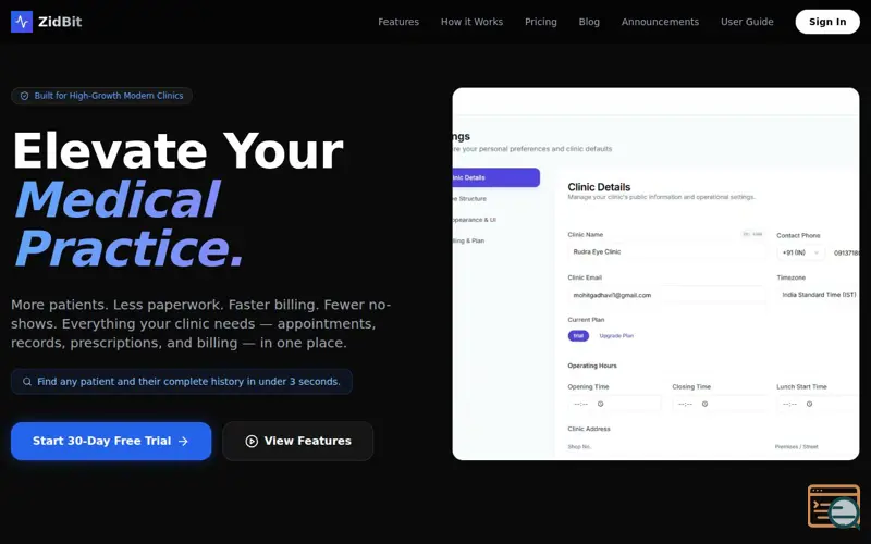 Screenshot of ZidBit Clinic OS 
