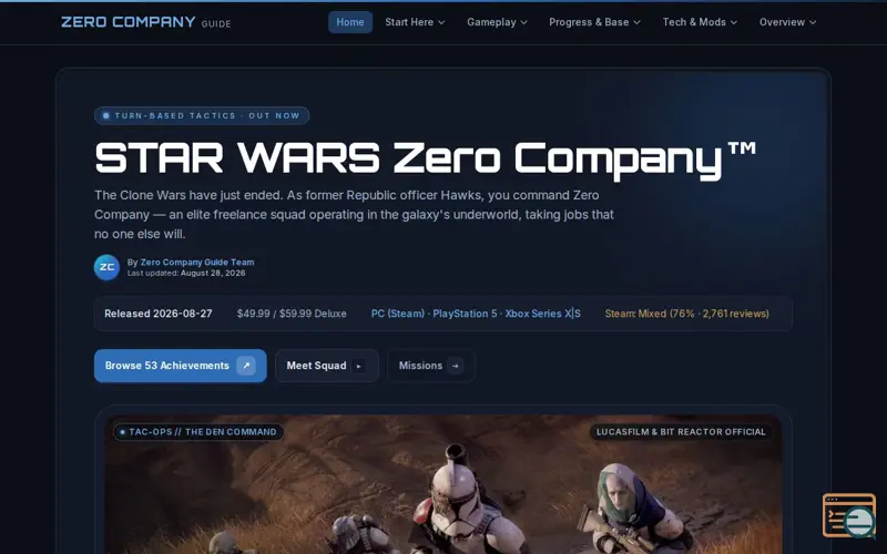 Screenshot of Zero Company Guide