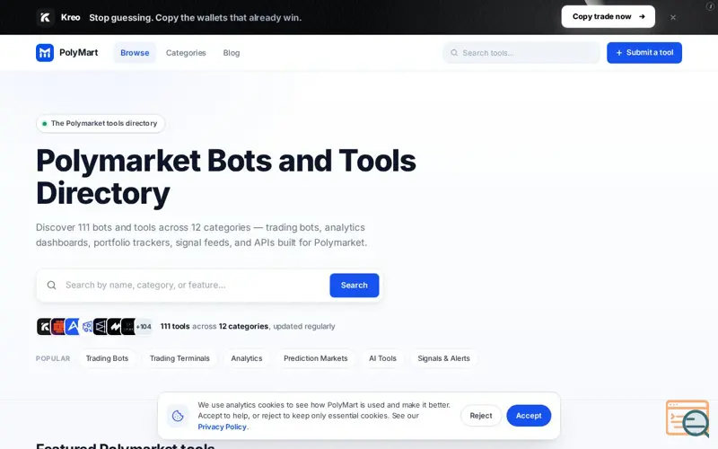 Screenshot of PolyMart | The Polymarket tools And Bot directory