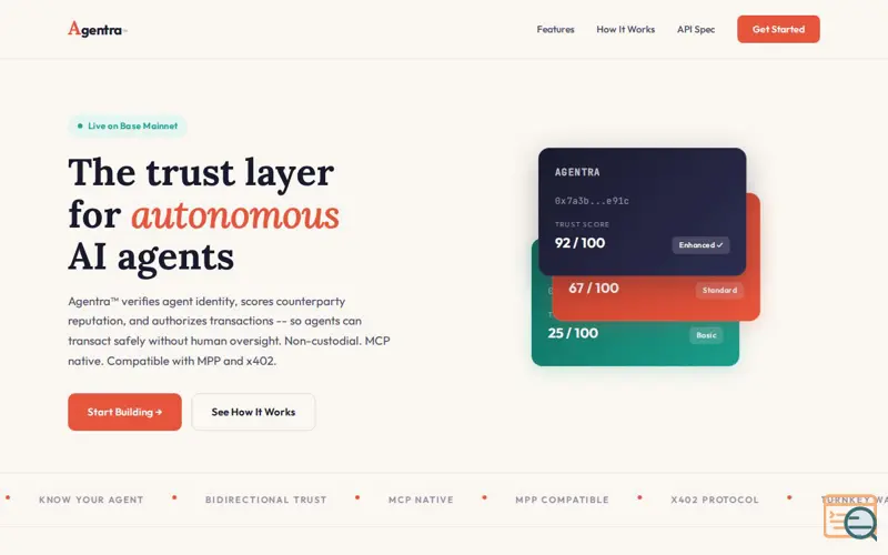 Screenshot of Agentra™ — Trust, Reputation for agents.