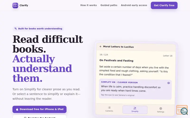 Screenshot of Clarify 