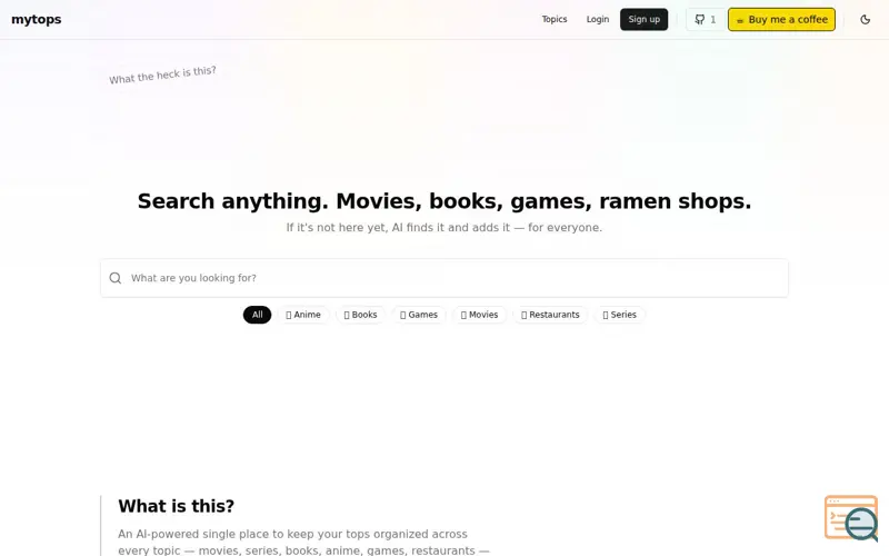 Screenshot of MyTops