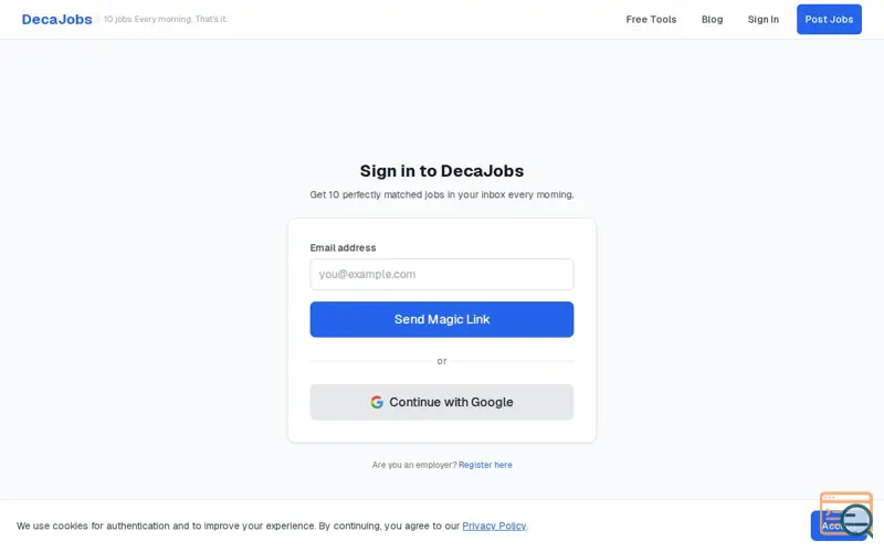Screenshot of DecaJobs