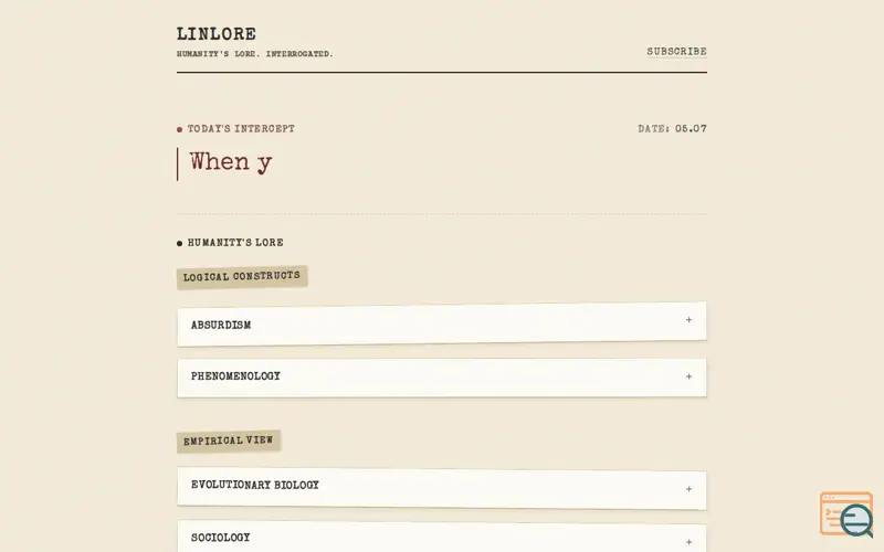 Screenshot of Linlore
