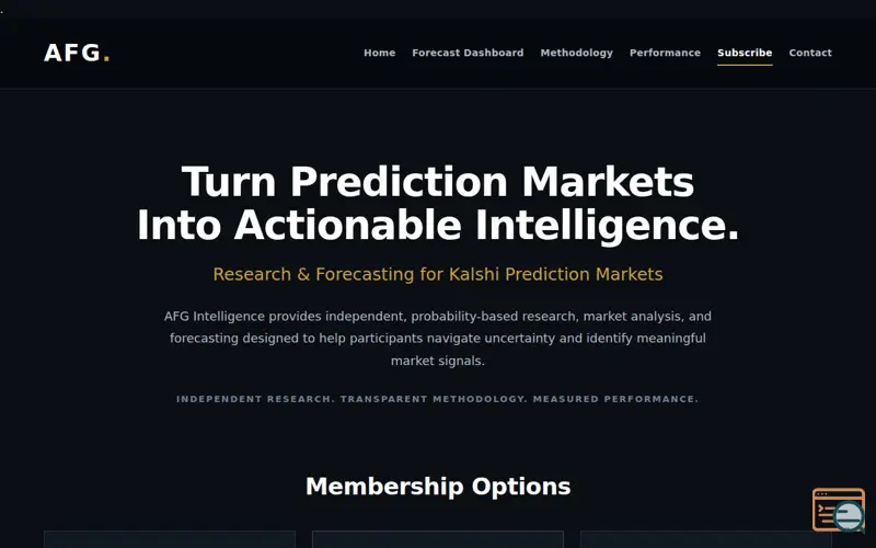 Screenshot of AFG Intelligence Subscription