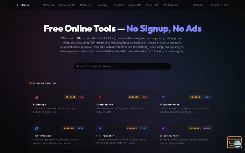 Screenshot of Klipzo