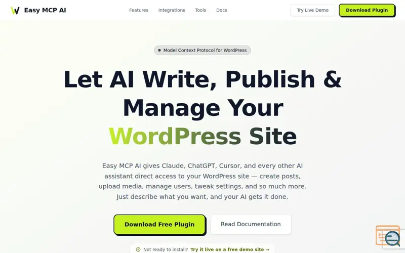 Screenshot of Easy MCP AI, a launch using SendFox