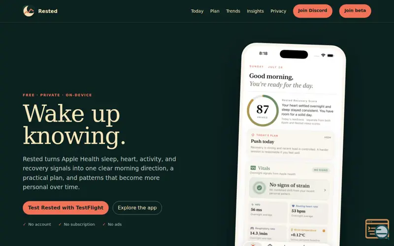 Screenshot of Rested
