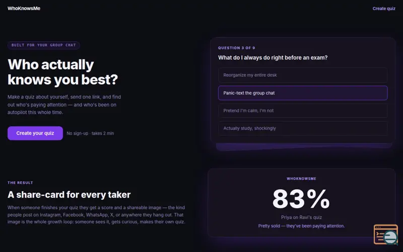 Screenshot of WhoKnowsMe