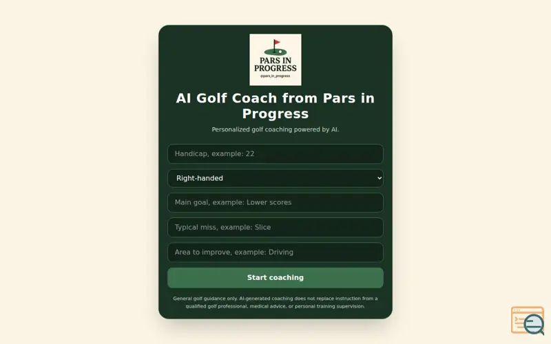 Screenshot of Pars in Progress AI Golf Coach