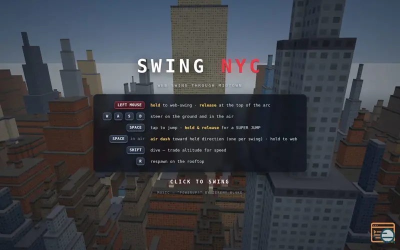 Screenshot of Web swing through midtown NYC