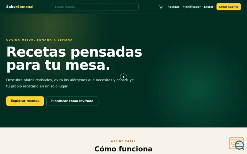 Screenshot of SaborSemanal