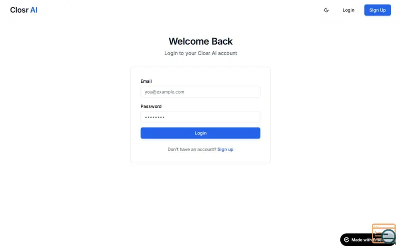 Screenshot of Closr AI