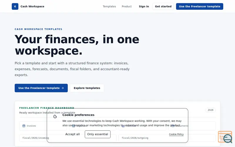 Screenshot of Cash Workspace