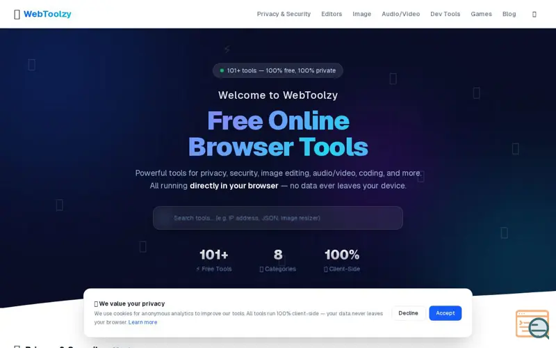 Screenshot of WebToolzy