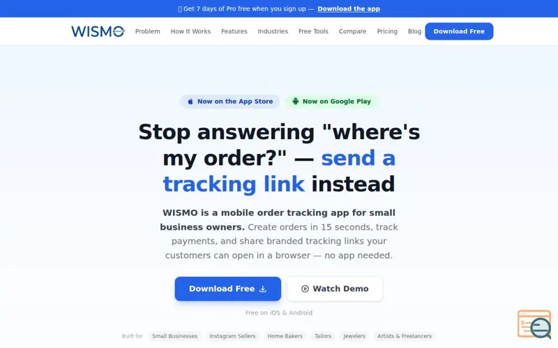 Screenshot of WISMO