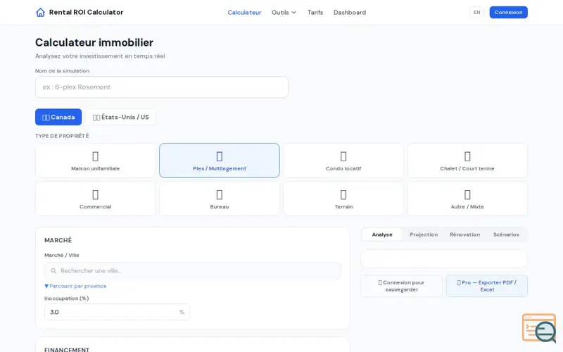 Screenshot of Rental ROI Calculator