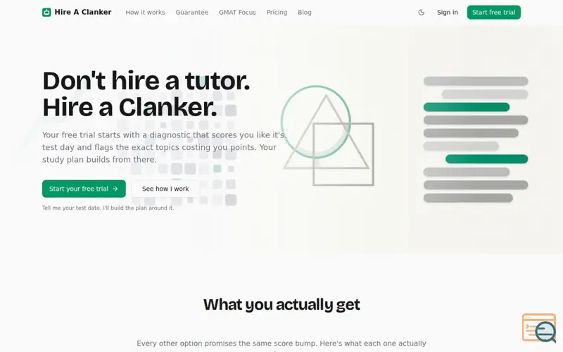 Screenshot of Hire A Clanker