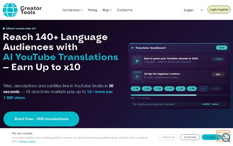 Screenshot of Creator Tools Next, a launch using CloudPayments