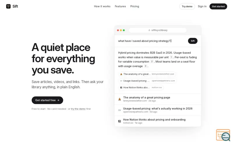Screenshot of Sift