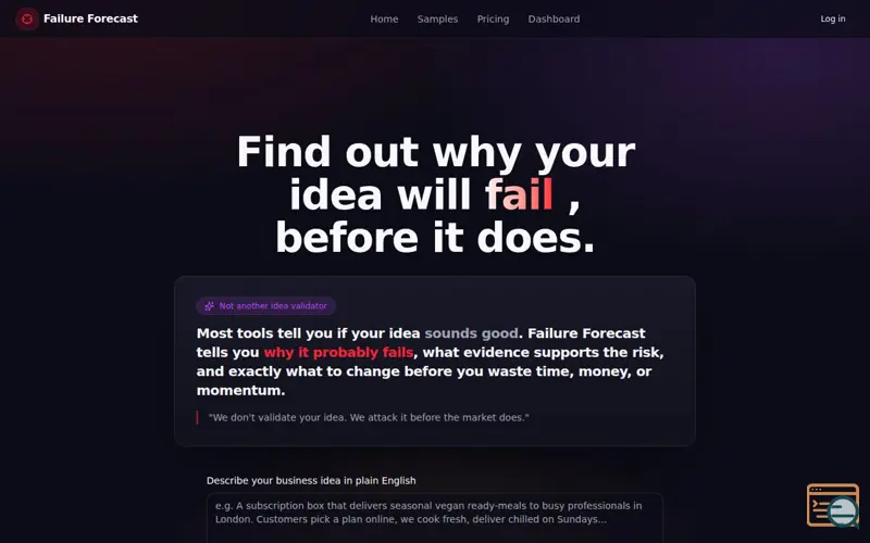 Screenshot of Failure Forecast