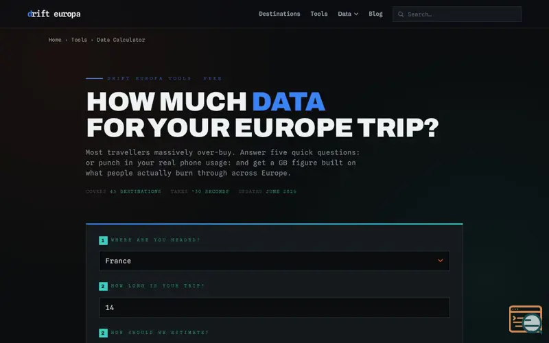 Screenshot of Data Calculator