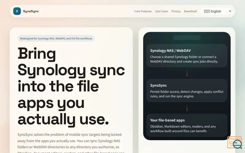 Screenshot of SynoSync
