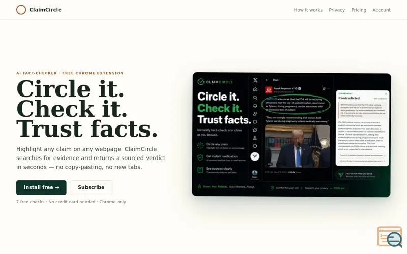 Screenshot of ClaimCircle — Fact Checker