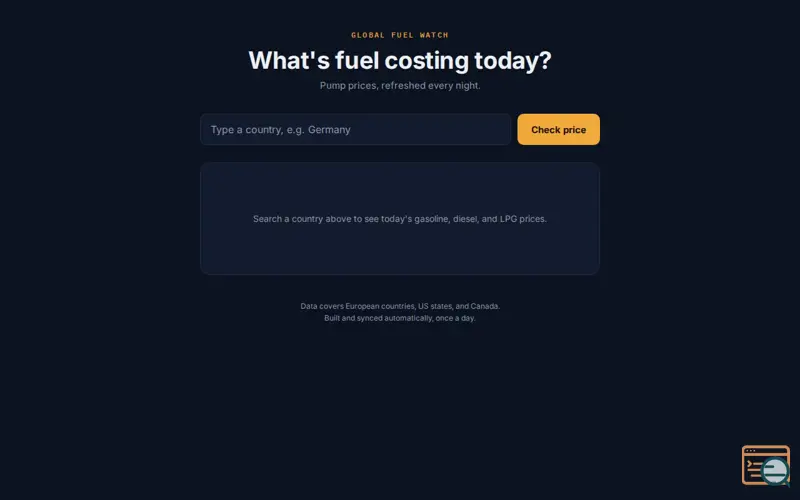 Screenshot of Global Fuel Watch