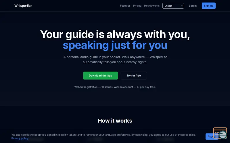 Screenshot of WhisperEar — Personal audio guide