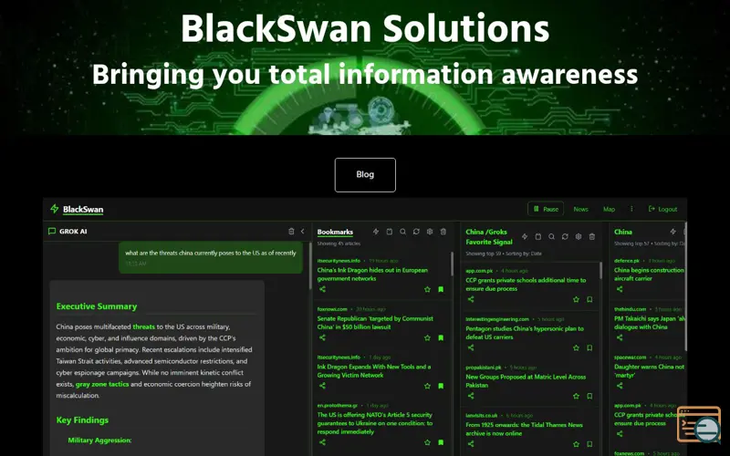 Screenshot of BlackSwan Solutions