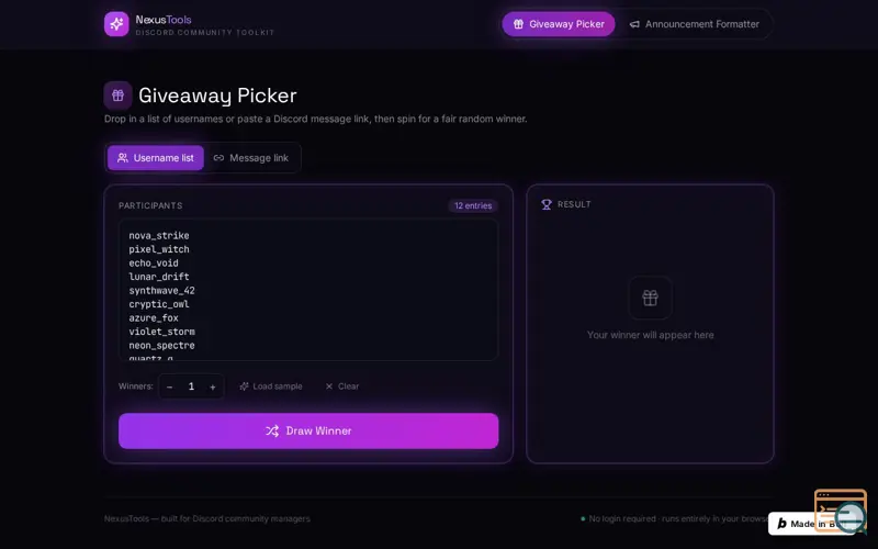 Screenshot of NexusTools — Discord Community Toolkit
