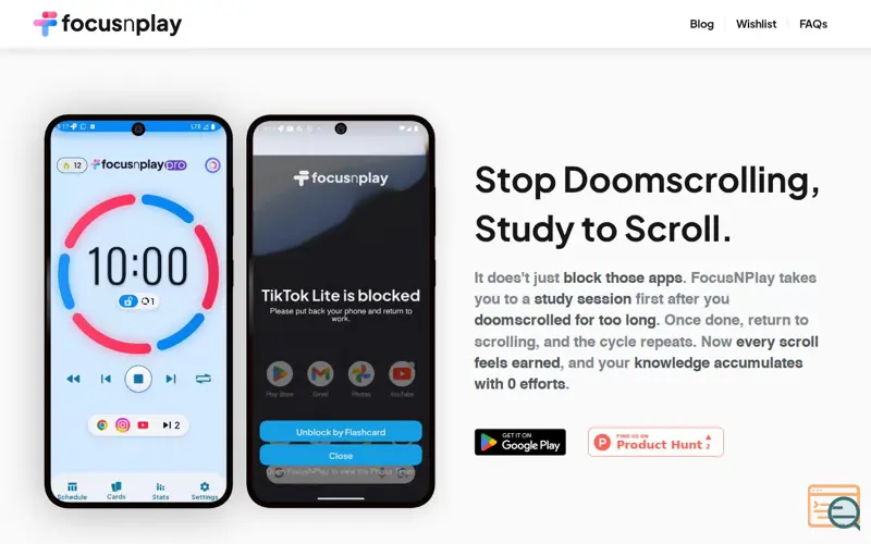 Screenshot of FocusNPlay