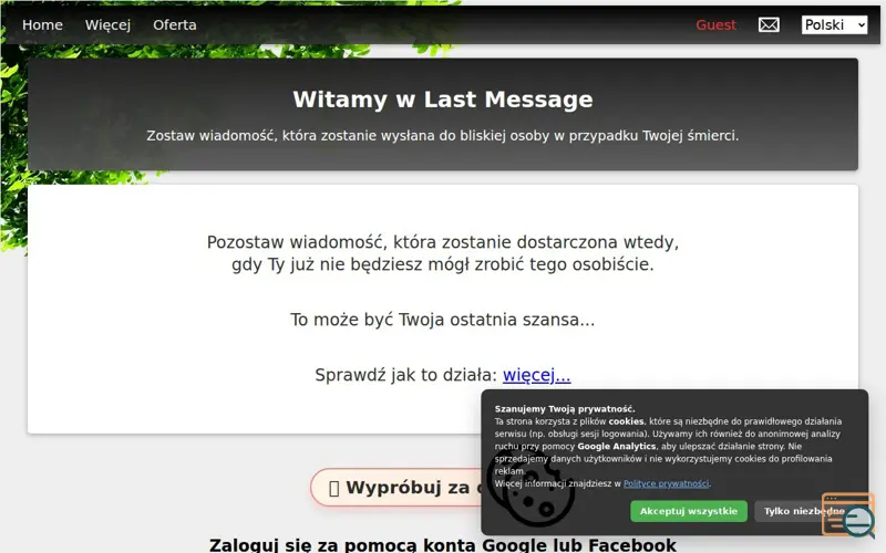 Screenshot of Last Message, a launch using home.pl