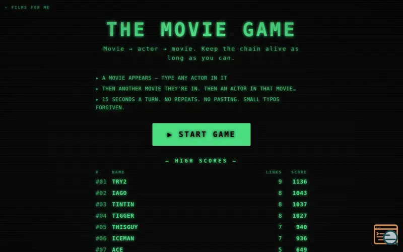 Screenshot of The Movie Game
