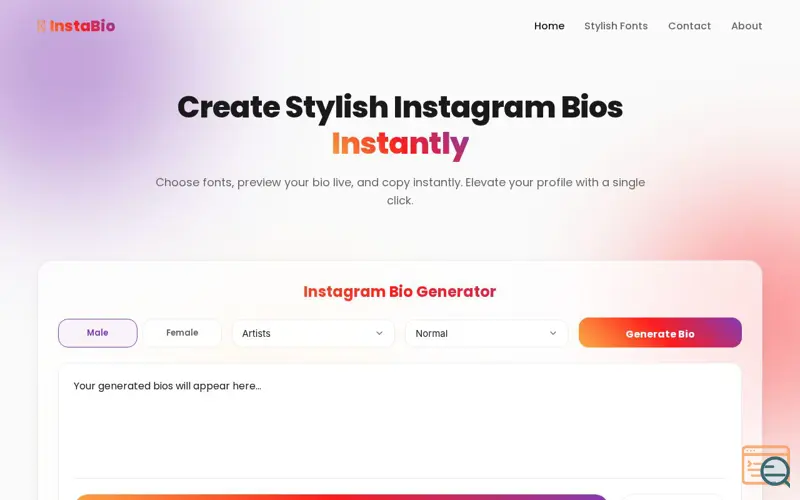 Screenshot of Instabio, a launch using UniteList