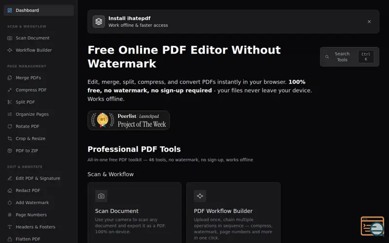 Screenshot of ihatepdf.cv