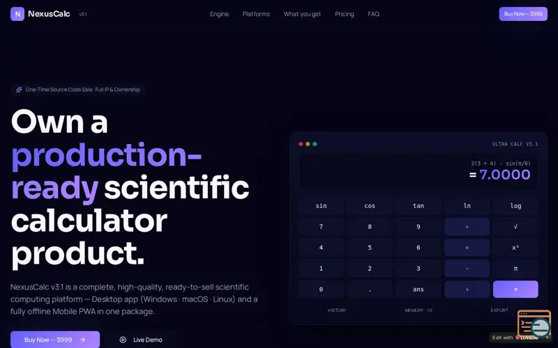 Screenshot of Nexus Calculator