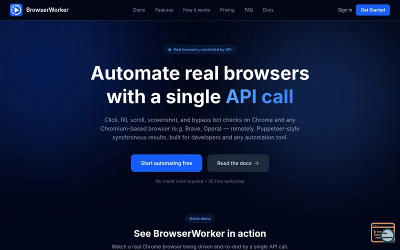 Screenshot of BrowserWorker
