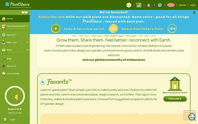 Screenshot of PlantShare LLC