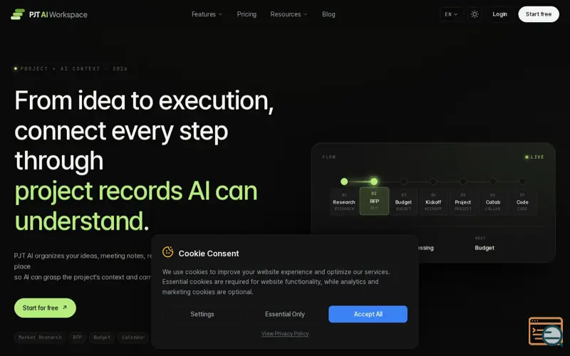 Screenshot of PJT AI Workspace