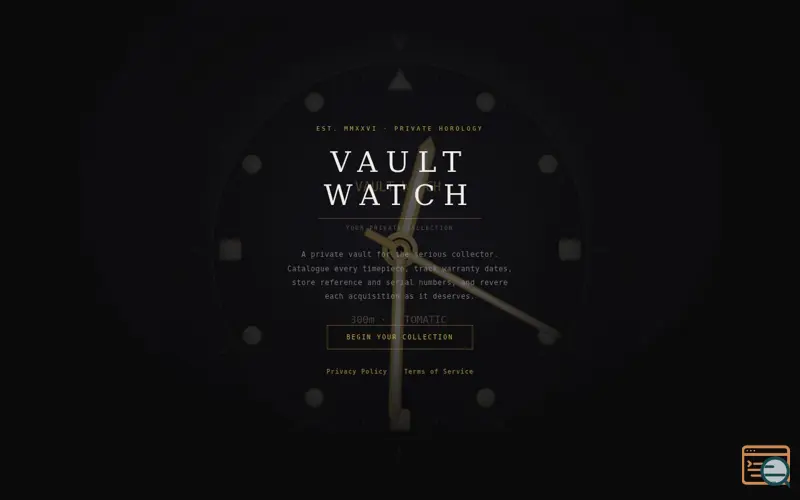 Screenshot of Private catalogue for watch collectors.