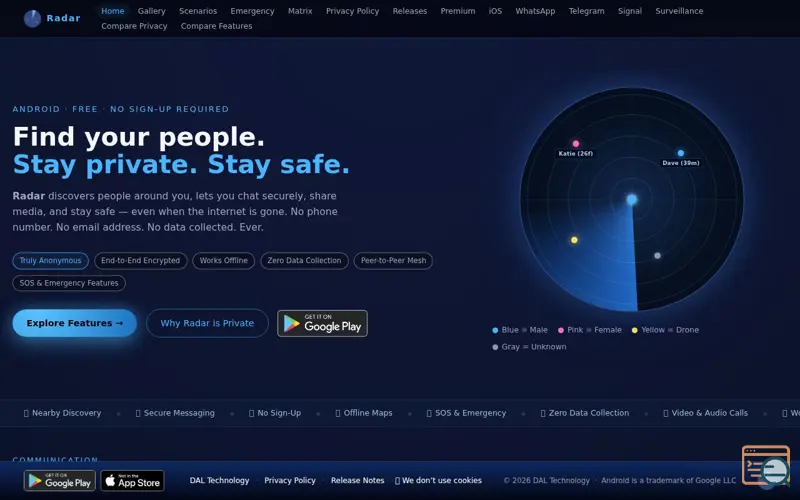 Screenshot of Radar Chat