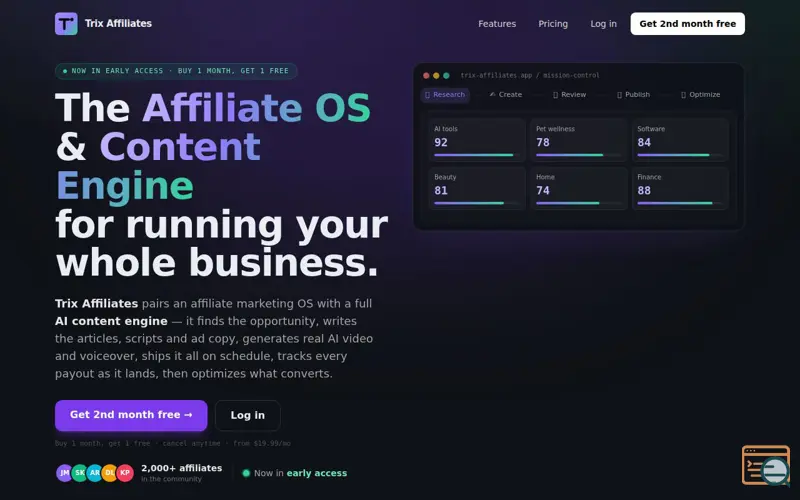 Screenshot of Trix Affiliates